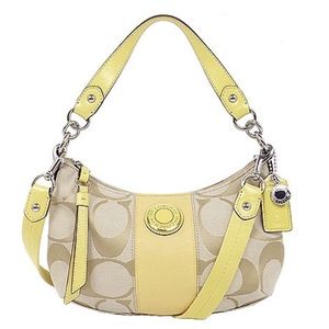 Coach Yellow Tan Jacquard Stripe Purse F19218